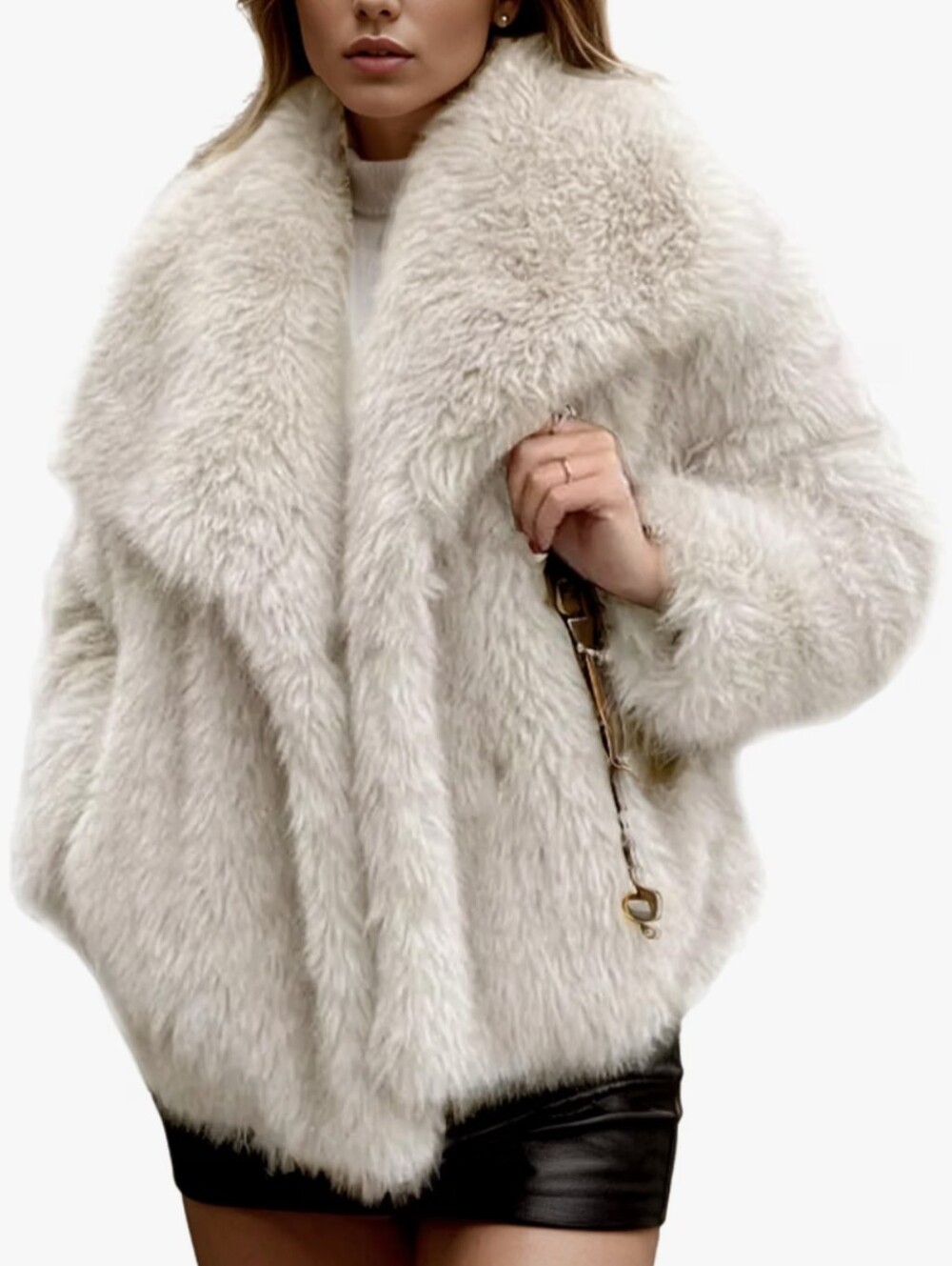 Womens Faux Fur Coat Winter Warm Fluffy Fur Jacket